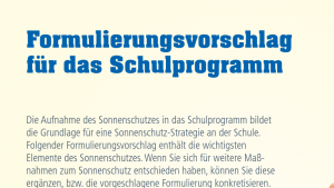 Formulierungsvorschlag für Aufnahme von Sonnenschutz in das Schulprogramm-image